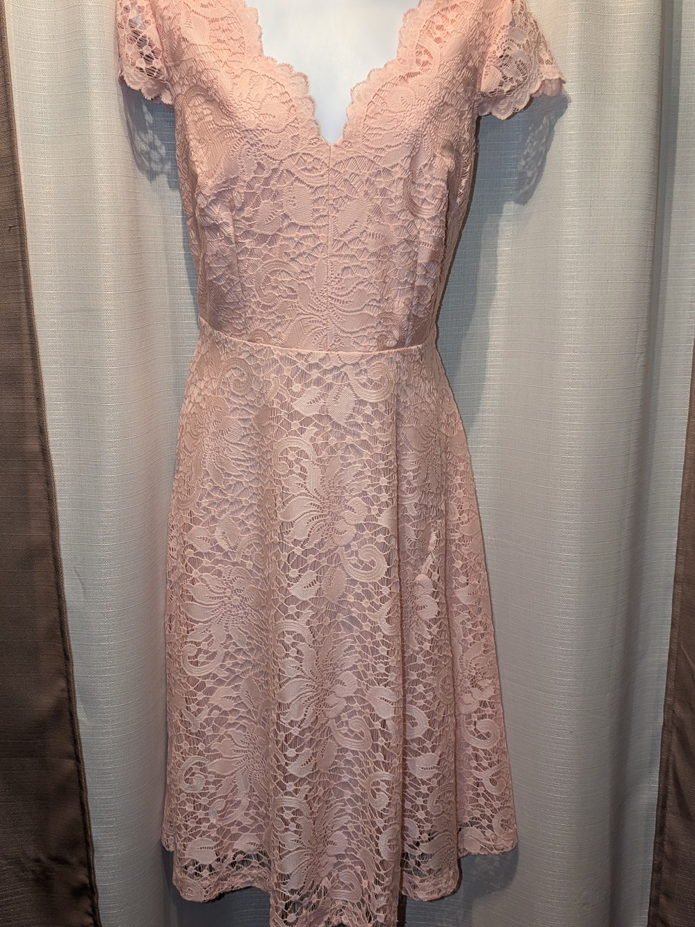 Connected Apparel Blush Pink Lace Dress